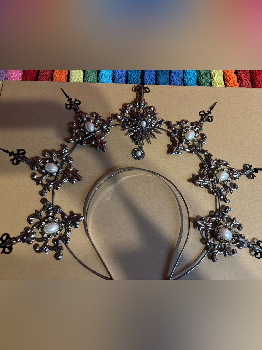 Vintage-Inspired Silver Pearl Halo Headband Tiara - Women Jewelry